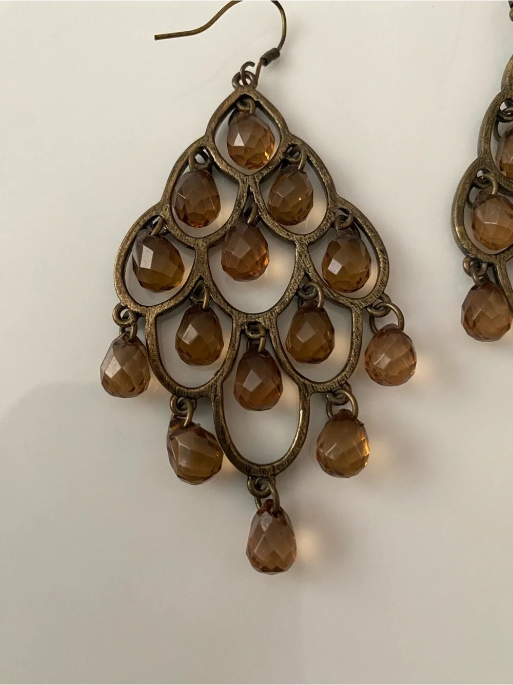 Brown Faceted Bead Chandelier Earrings - Women Jewelry
